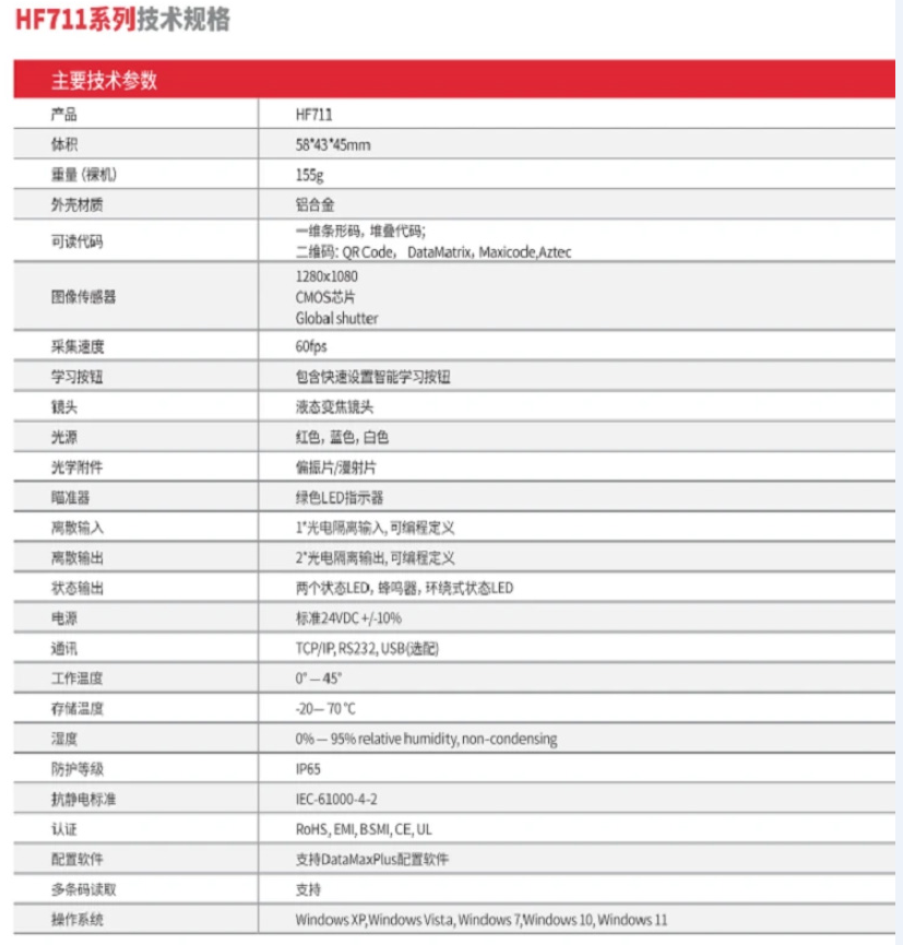 霍尼韋爾HF711緊湊型工業(yè)固定式讀碼器參數.png